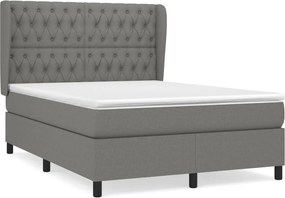 vidaXL Κρεβάτι Boxspring με Στρώμα Σκούρο Γκρι 140x190 εκ. Υφασμάτινο