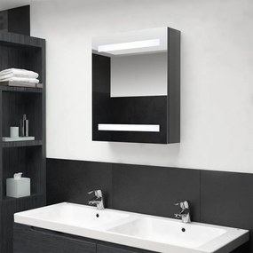 Ντουλάπι Μπάνιου με Καθρέφτη &amp; LED Γυαλ. Γκρι 50 x 14 x 60 εκ. - Γκρι