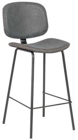 Σκαμπώ BAR BARLEY Μεταλ.Μαύρο/Pu Vintage Grey Grey 43x49x70/102cm (Σετ 2 ΤΕΜ)