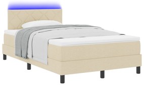 vidaXL Κρεβάτι με Σπαστό Μηχανισμό και LED Κρέμα 120x190 εκ. Ύφασμα