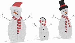 vidaXL Φωτιζόμενη Οικογένεια Χιονάνθρωπων 3 pcs Θερμό λευκό