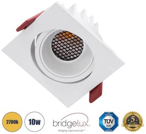 Χωνευτό Σποτ Downlight LED TrimLess 10W Κινούμενο-Λευκό 2700K LEO-SQ 60291 Globostar-60291-Λευκό 60291