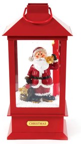 "PLASTIC SNOWY MUSIC SANTA LANTERN", 2 MINI LED ΛΑΜΠΑΚ. WW, ΜΠΑΤ. (3ΑΑ),IP20, 16X16X35CM ACA X0731106