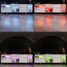 Έπιπλο Τηλεόρασης Λευκό / Χρυσό IFLONO 180x32x55