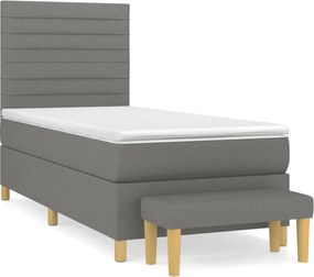 vidaXL Κρεβάτι Boxspring με Στρώμα Σκούρο Γκρι 80x200 εκ. Υφασμάτινο