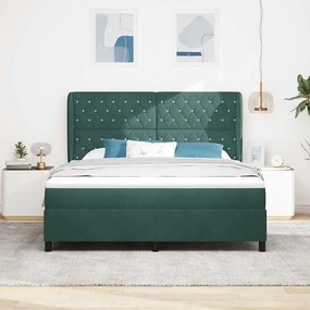 vidaXL Κρεβάτι με ελατήρια Σκούρο πράσινο 180 x 200 cm Βελούδο