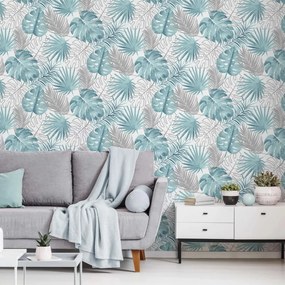 DUTCH WALLCOVERINGS Ταπετσαρία Τοίχου Φύλλα Μονστέρα Μπλε