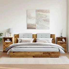 vidaXL Bedside Cabinet 2 τμχ. Παλαιωμένο ξύλο Small Engineered wood