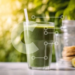 Intra Συλλεκτικό Ξύλινο Παζλ Plywood  4mm - Πράσινο Smoothie με μπισκότα σε μαρμάρινο τραπέζι Σε Ξύλινο Κουτί - Διαστάσεις: 10x10 cm – 25 κομμάτια