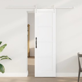 vidaXL Συρόμενη Πόρτα με Σετ Υλικών Λευκή 61x198.5 εκ. Συμπαγές Ξύλο Πεύκου