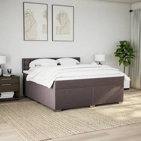 vidaXL Κρεβάτι Boxspring με Στρώμα Σκούρο Καφέ 180x200 εκ Υφασμάτινο