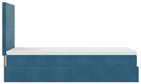 vidaXL Οθωμανικό κρεβάτι με στρώματα Σκούρο μπλε 80x200cm Velvet