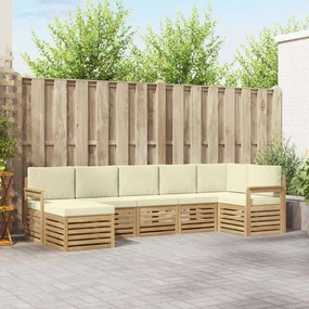 vidaXL Σειρά Καναπέ Εξωτερικού 7 pcs Λευκό και Κρεμ