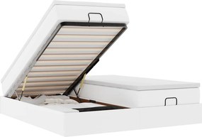 vidaXL Οθωμανικό κρεβάτι με στρώματα Λευκό 180x200cm Faux Leather
