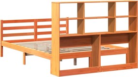 vidaXL Κρεβάτι Βιβλιοθήκη Χωρίς Στρώμα Καφέ 140x190 εκ Μασίφ Πεύκο