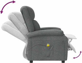 vidaXL Πολυθρόνα Μασάζ Σκούρο Γκρι Υφασμάτινη