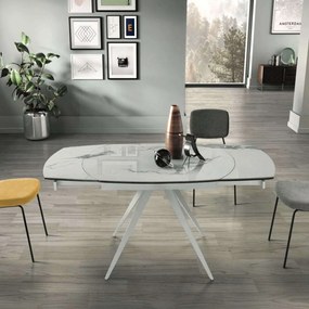 Τραπέζι Επεκτεινόμενο Achille 120x90x76cm White-Marble Capodarte