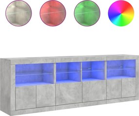 vidaXL Ντουλάπι με LED Γκρι Σκυροδέματος 202x37x67 εκ.