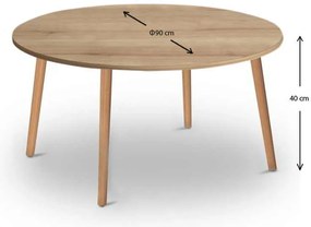 Τραπεζάκι σαλονιού Circle Megapap από μελαμίνη χρώμα oak 90x90x40εκ.