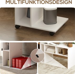 HOMCOM Πλαϊνό τραπέζι, σερβιτόρος σε σχήμα C, 4 τροχοί, 3 ράφια, 40 x 30 x 69 cm, Λευκό