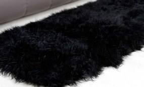 Γούνινο Χειροποίητο Χαλί Mongolian Μαύρο - 60x120