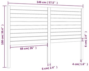 vidaXL Κεφαλάρι Κρεβατιού 146 x 4 x 100 εκ. από Μασίφ Ξύλο Πεύκου
