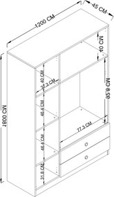 Τριφυλλη Ντουλαπα Γκρι SYLVA VOVESA 45x120x180