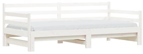 Καναπές Κρεβάτι Συρόμενος Λευκός 90 x 200 εκ. Μασίφ Ξύλο Πεύκου - Λευκό