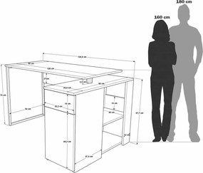Γραφείο Φυσικό / Λευκό GRUTEPO 129.8x90x70
