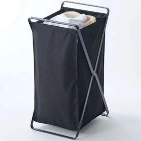 Καλάθι Απλύτων Πτυσσόμενο YMZK2485 30x36x64cm Black Yamazaki Ατσάλι,Polyester
