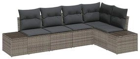 vidaXL Σετ Καναπέ Κήπου 5 pcs Γκρι Πολυ ράταν
