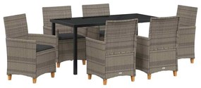vidaXL Σέτ φαγητού για κήπο 7 pcs Γκρι συνθετικό ρατάν