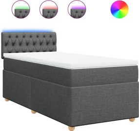 vidaXL Κρεβάτι Boxspring με Στρώμα Σκούρο Γκρι 80x200 εκ. Υφασμάτινο