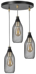 Φωτιστικό Οροφής Rio 941RTN1243 Φ30x70cm 3xE27 40W Black Opviq