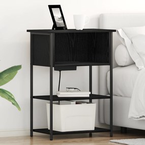 vidaXL Κομοδίνο Μαύρη δρυς 55 x 31 x 76 εκ Επεξεργασμένο ξύλο