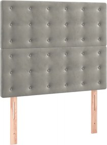 vidaXL Κρεβάτι Boxspring με Στρώμα &amp; LED Αν.Γκρι 90x200 εκ. Βελούδινο