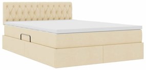 vidaXL Κρεβάτι με αποθηκευτικό χώρο και στρώμα Κρέμ 140 x 200 cm