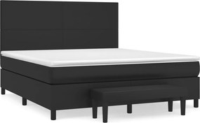 vidaXL Κρεβάτι Boxspring με Στρώμα Μαύρο 160x200εκ.από Συνθετικό Δέρμα