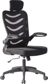 BF2940 Πολυθρόνα Γραφείου Διευθυντή Mesh Mαύρο - Ύφασμα Μαύρο   1τμχ