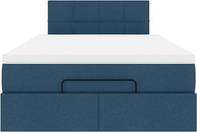 vidaXL Οθωμανικό κρεβάτι με στρώμα μπλε 120x190 cm ύφασμα