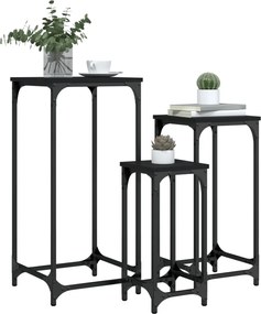 vidaXL Τραπεζάκια Ζιγκόν 3 τεμ. Μαύρα από Επεξεργασμένο Ξύλο