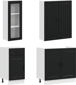 vidaXL Μονάδα κουζίνας LUCCA 8 pcs Μαύρο Επεξεργασμένο Ξύλο