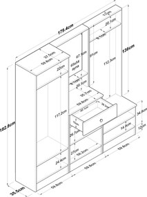 Έπιπλο Εισόδου Λευκό / Καρυδί LAON 179.4x37.5x182.8