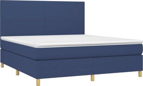 vidaXL Κρεβάτι Boxspring με Στρώμα &amp; LED Μπλε 180x200 εκ. Υφασμάτινο
