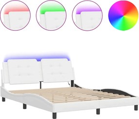 vidaXL Πλαίσιο Κρεβατιού με LED Χωρίς Στρώμα Zadar Λευκό 160x200εκ.