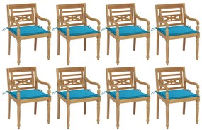 Καρέκλες Batavia 8 τεμ. από Μασίφ Ξύλο Teak με Μαξιλάρια