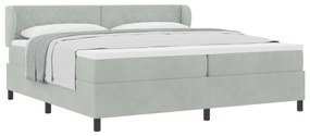 vidaXL Κρεβάτι Box Spring με Στρώμα  Ανοιχτό Γκρι 200x200 εκ. Βελούδο