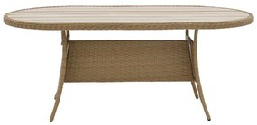 Τραπέζι Keir pakoworld rattan-αλουμίνιο καφέ 180x90x72εκ