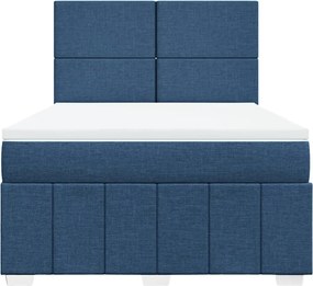vidaXL Κρεβάτι Boxspring με Στρώμα Μπλε 140x200 εκ. Υφασμάτινο