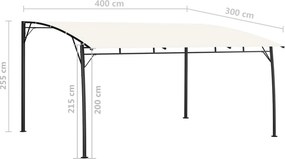 vidaXL Σκιάσεις 4 x 3 x 2,55 m Κρεμ